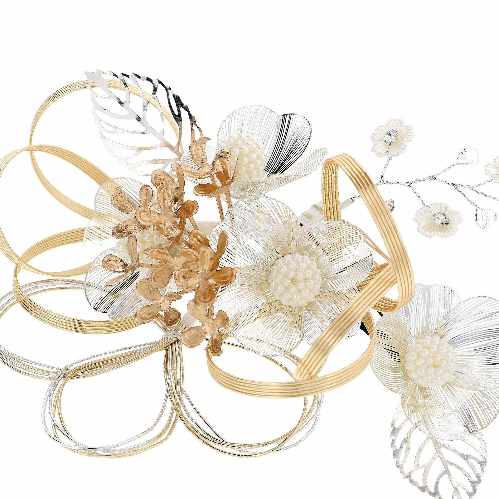 成人式 髪飾り コームとUピン 2点セット 「花ごころ ブロンズゴールド