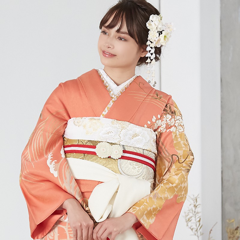 帯揚げ 牡丹刺繍-白 GU356 | KOMONO,帯揚げ | 京都きもの夢館