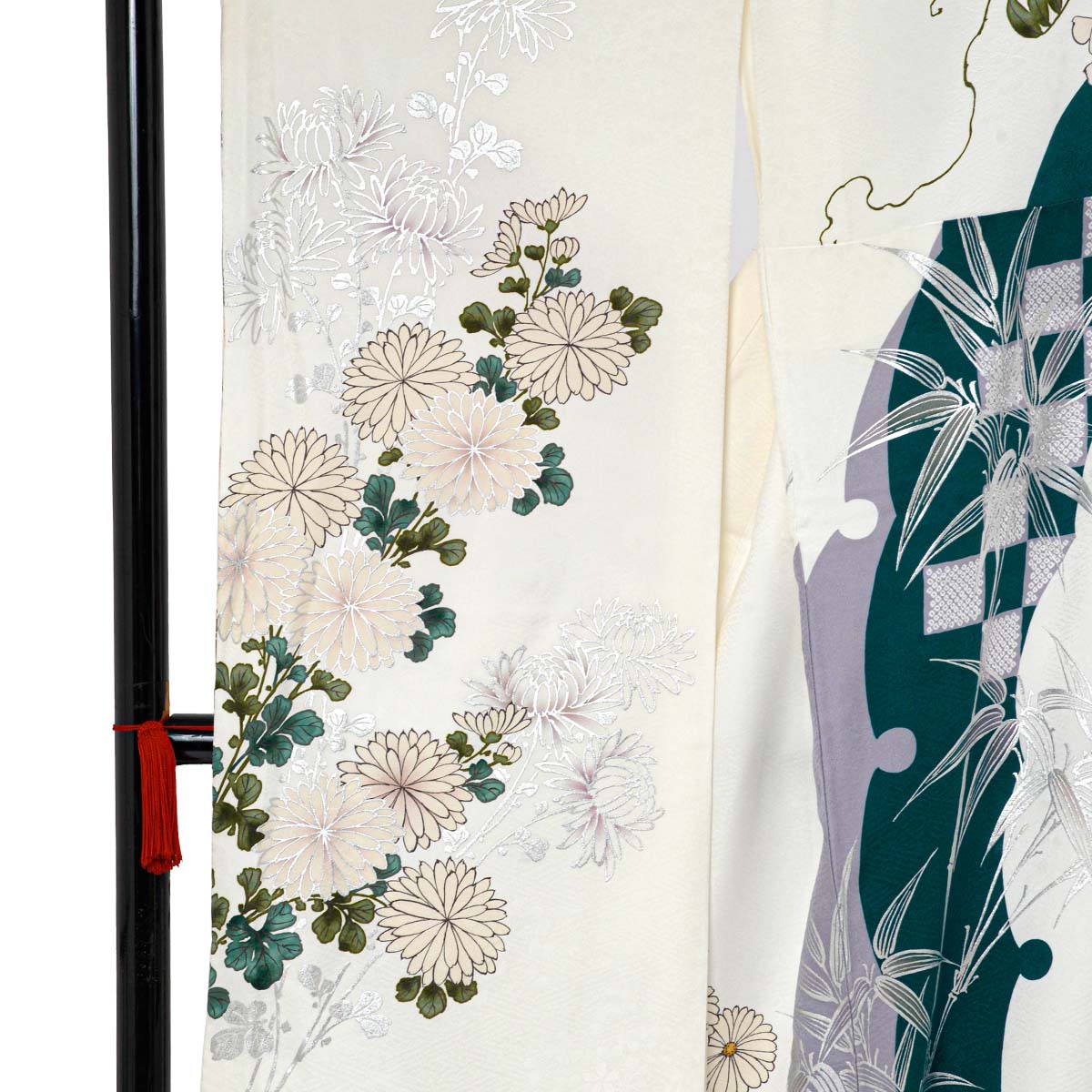 【着物と帯 時流】SF25907◆正絹 夏袋帯◆絽 白色 笹の葉帯芯入 美品 着物と帯 時流】SF25907◇正絹 夏袋帯◇絽 白色 笹の葉帯芯入 美