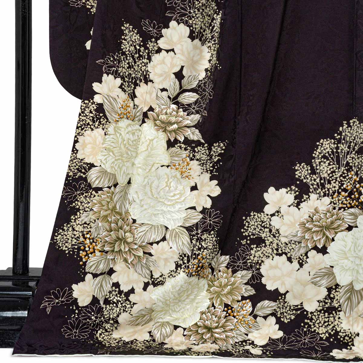 黒紫　白洋花（【振袖・袋帯・長襦袢のセット商品】）