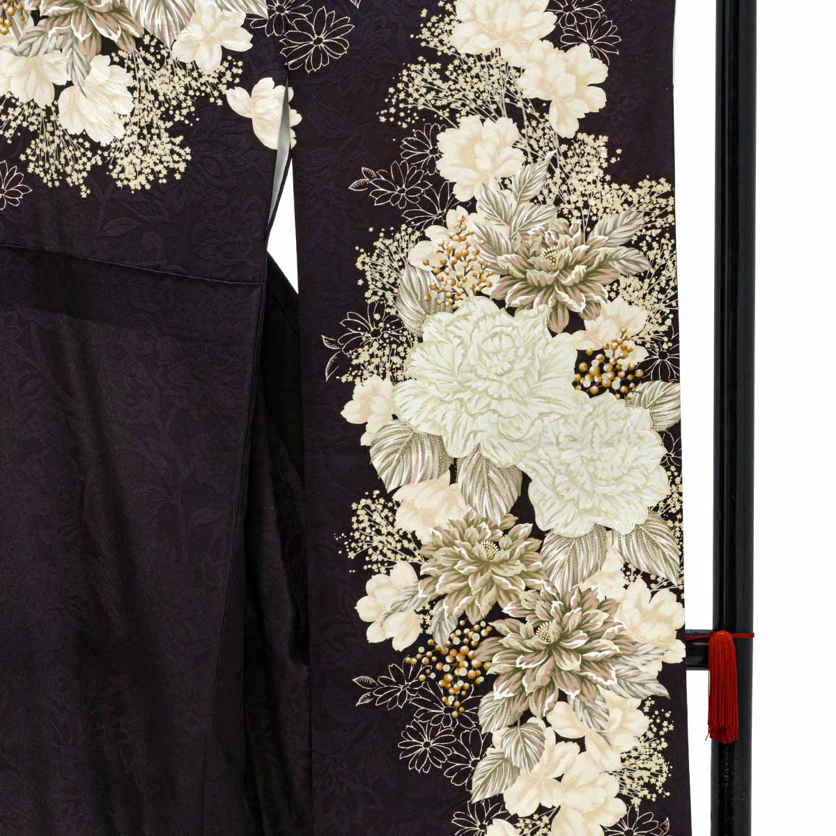黒紫　白洋花（【振袖・袋帯・長襦袢のセット商品】）