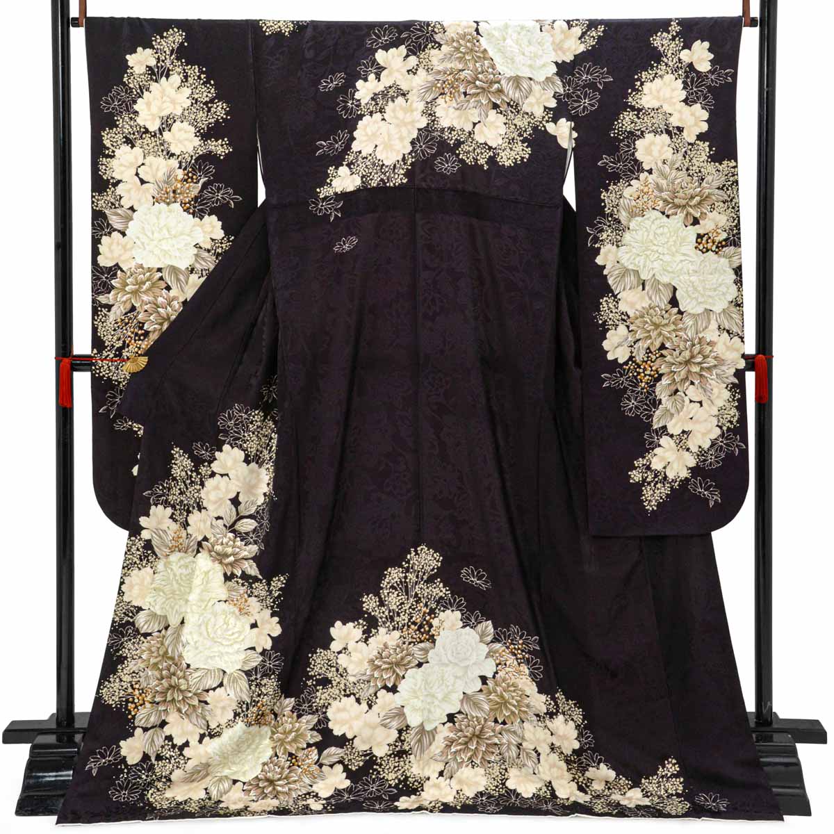 黒紫　白洋花（【振袖・袋帯・長襦袢のセット商品】）