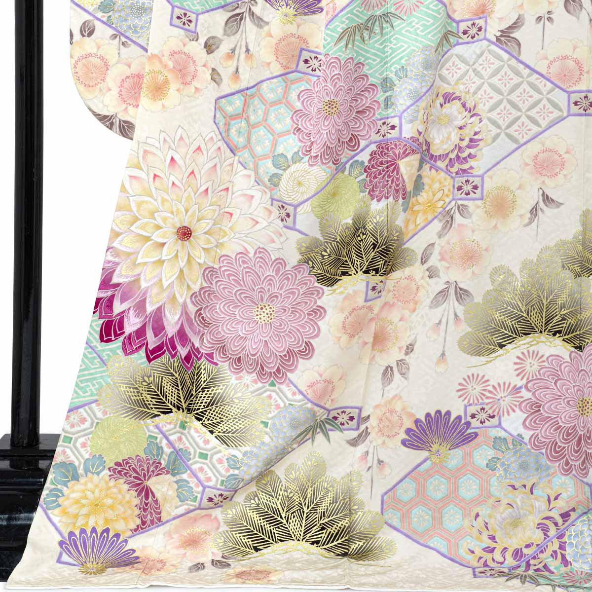 九重×中村里砂 九重×中村里砂　クリーム　蜀江文に菊（【振袖・袋帯・長襦袢のセット商品です】）