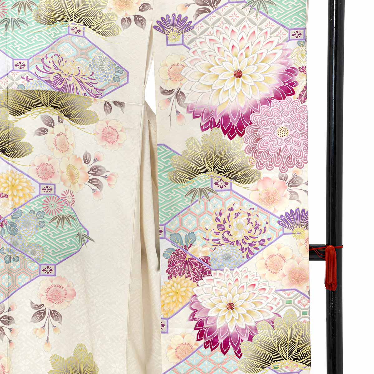 九重×中村里砂 九重×中村里砂　クリーム　蜀江文に菊（【振袖・袋帯・長襦袢のセット商品です】）