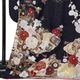 濃紺　百合に椿　ねじれ梅（【振袖・袋帯・長襦袢のセット商品】）