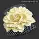 振袖 お花髪飾り「ゴールド 大きな薔薇とレース」