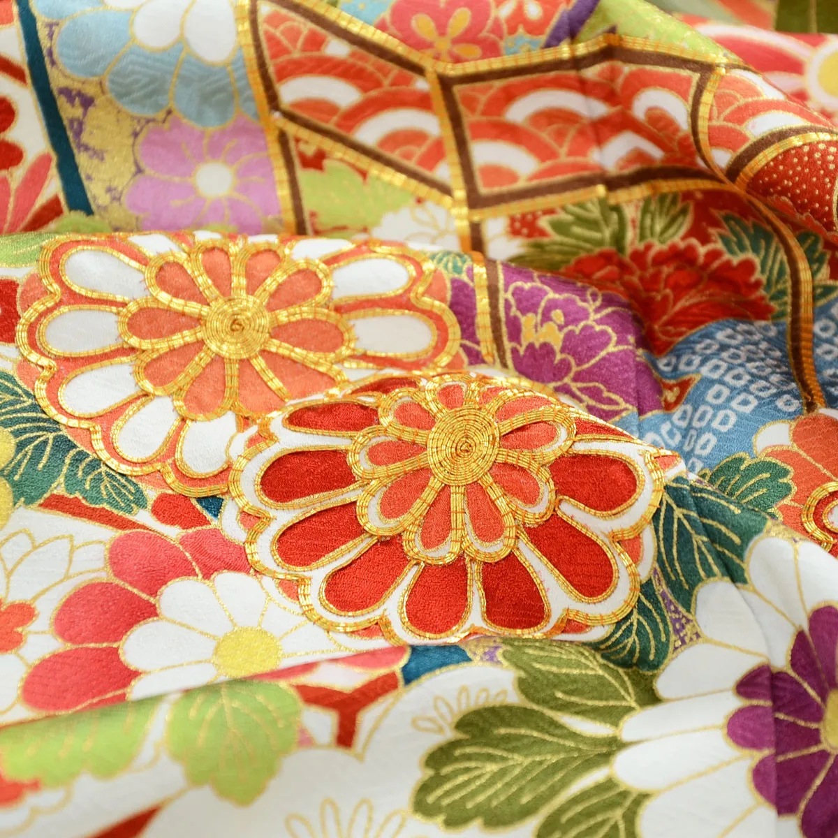 成人式振袖レンタル 緑 貝桶に花☆(絹) | RENTAL,振袖（12月・1月