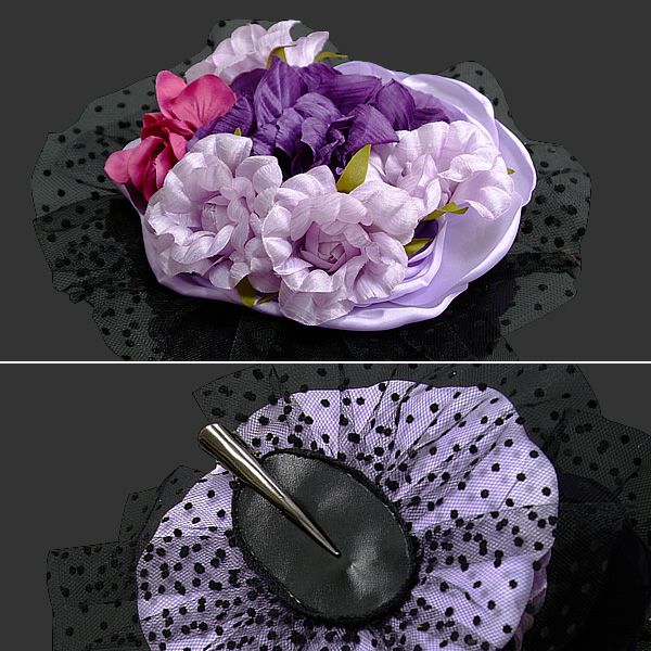 振袖 お花髪飾り「ラベンダーパープル 花とレース」