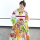 成人式振袖レンタル 白 立涌に桜楓(絹)(R1770)