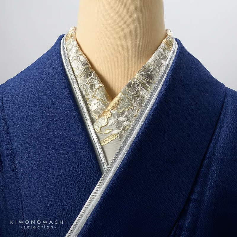 半衿 刺繍半衿 単品 silelly シルエリー「リリー グレージュ」日本製