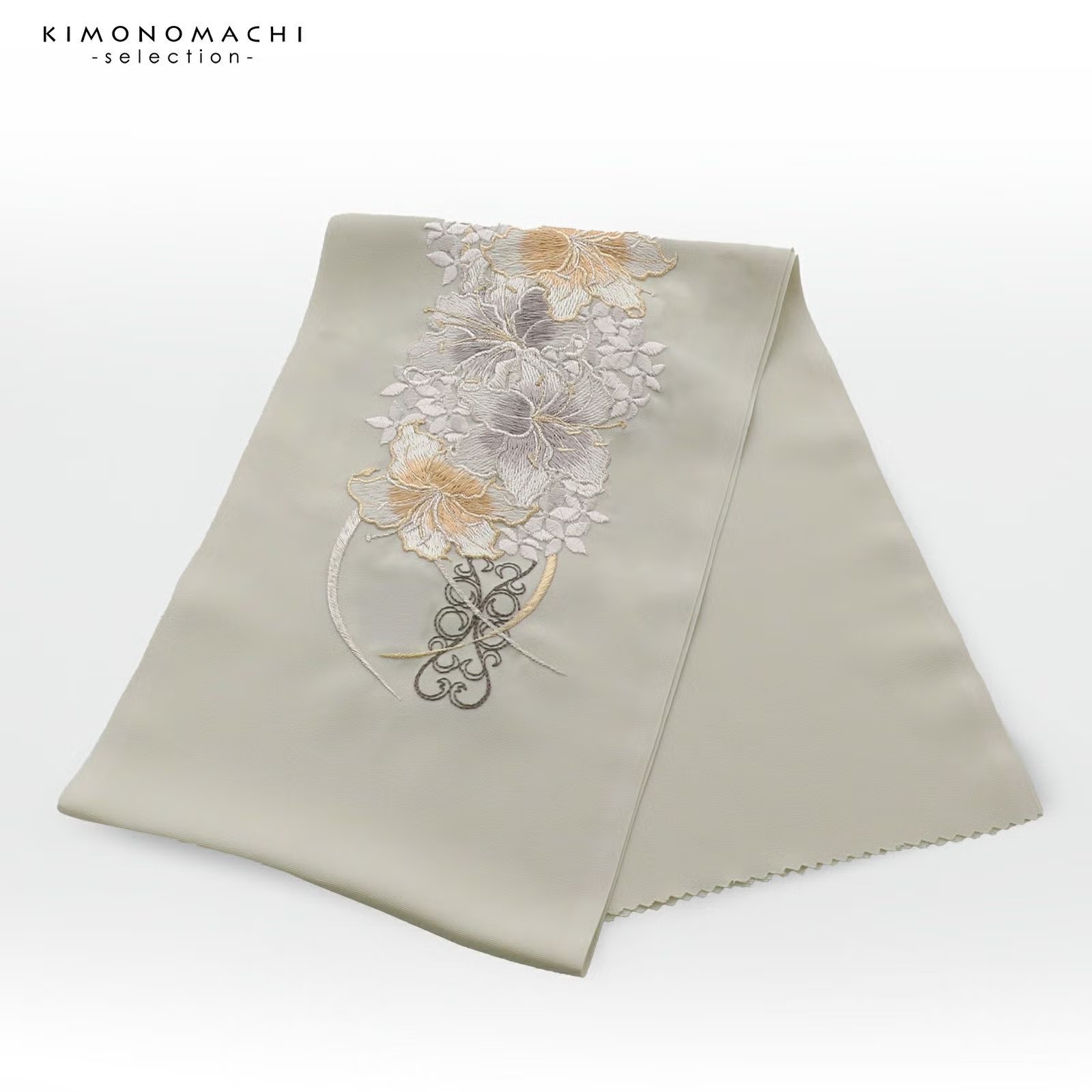 半衿 刺繍半衿 単品 silelly シルエリー「リリー グレージュ」日本製