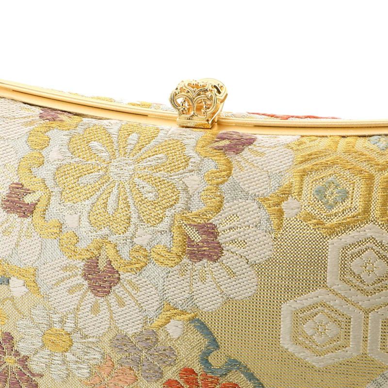 草履とバッグのセット 金色花柄 花柄刺繍 草履 金色 ゴールド花柄刺繍の和装用バッグと草履セット