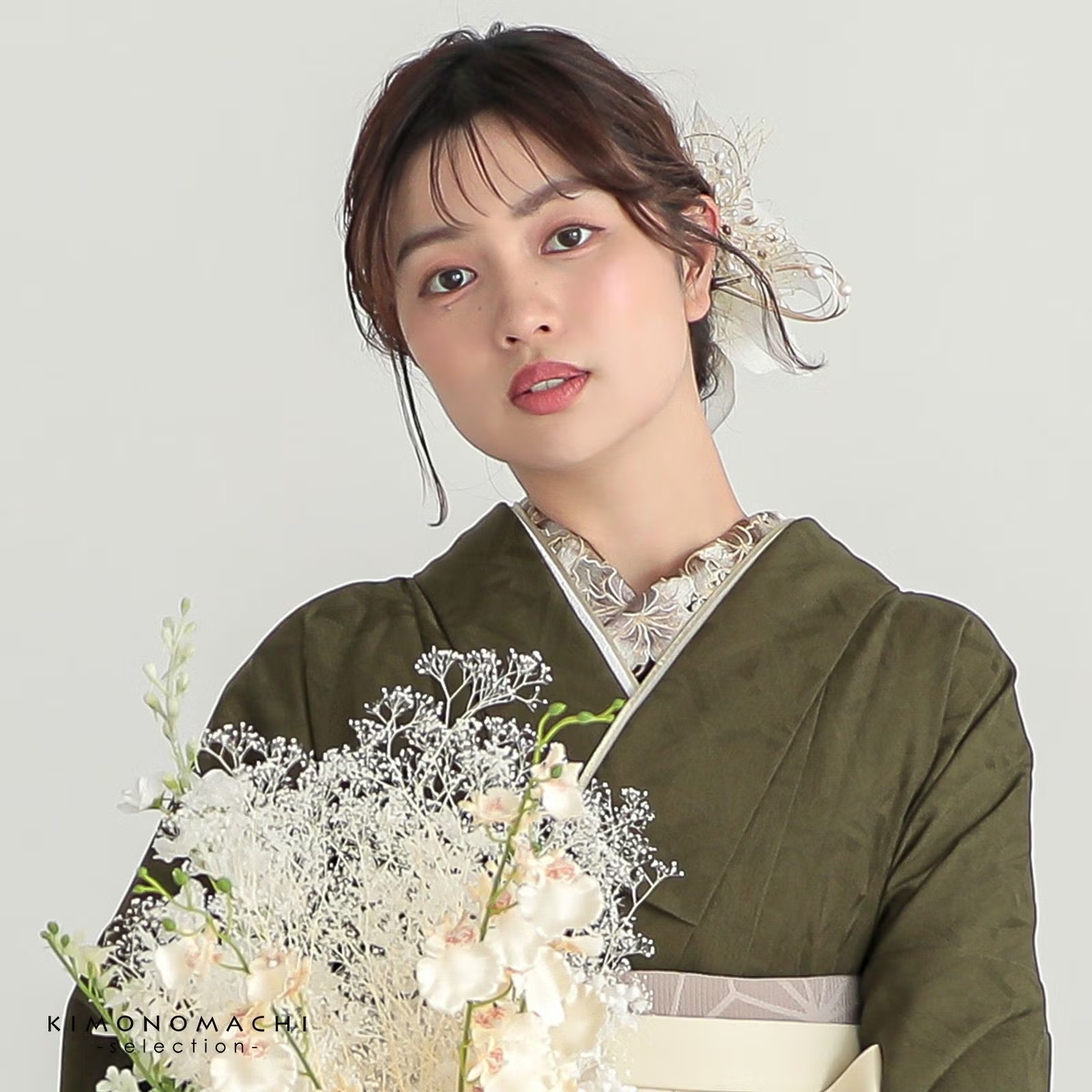 半衿 刺繍半衿 単品 silelly シルエリー「リリー ブラウン」日本製