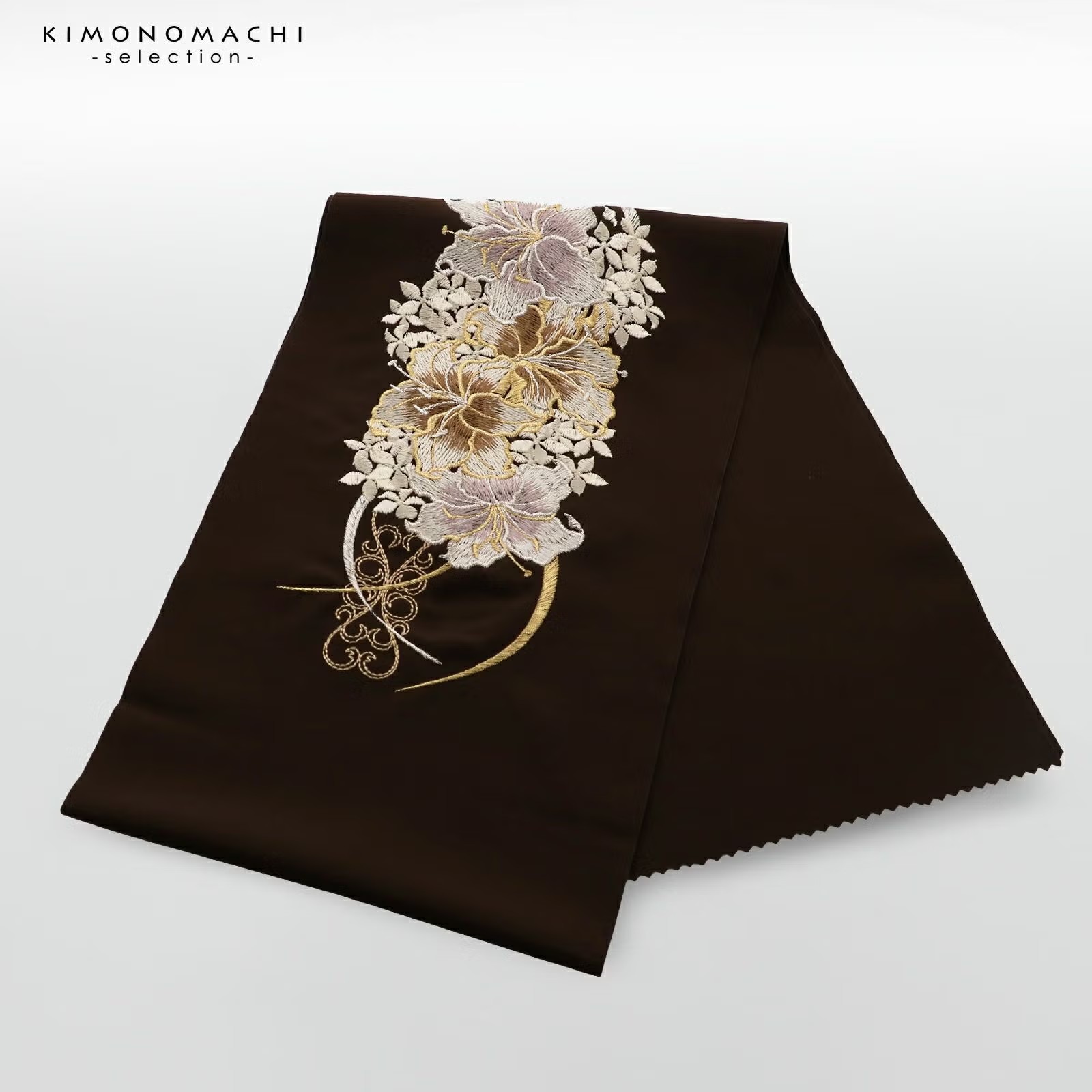 半衿 刺繍半衿 単品 silelly シルエリー「リリー ブラウン」日本製