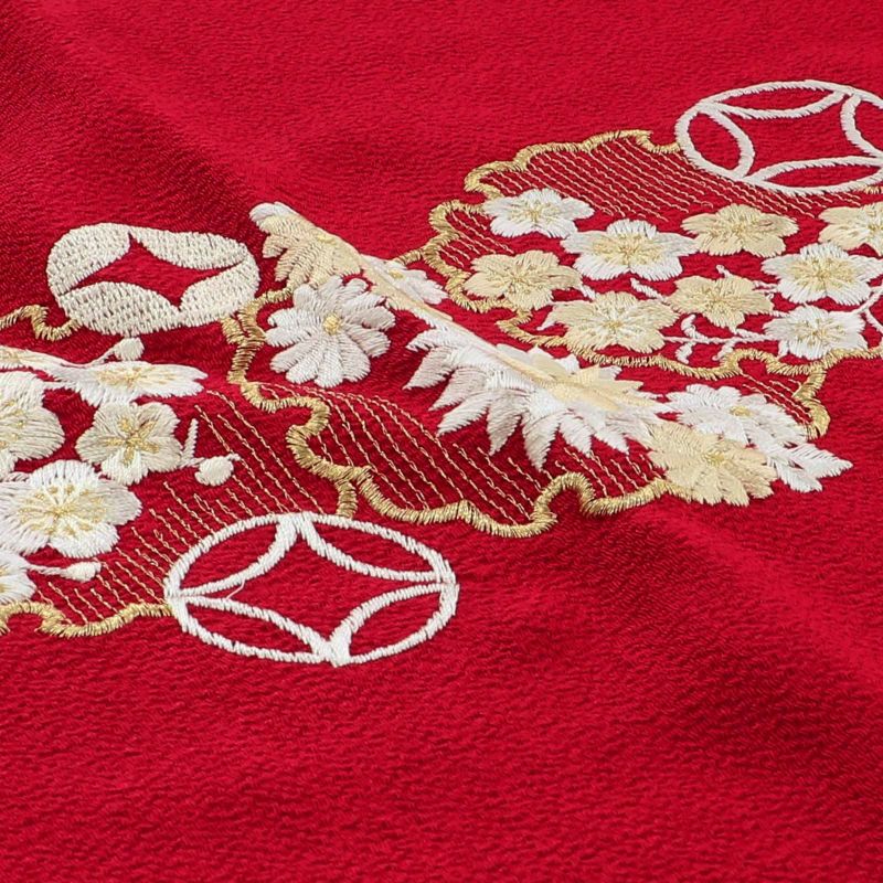 赤い花刺繍の帯揚げ ◇赤い花刺繍の帯揚げ② | KAORI apparel