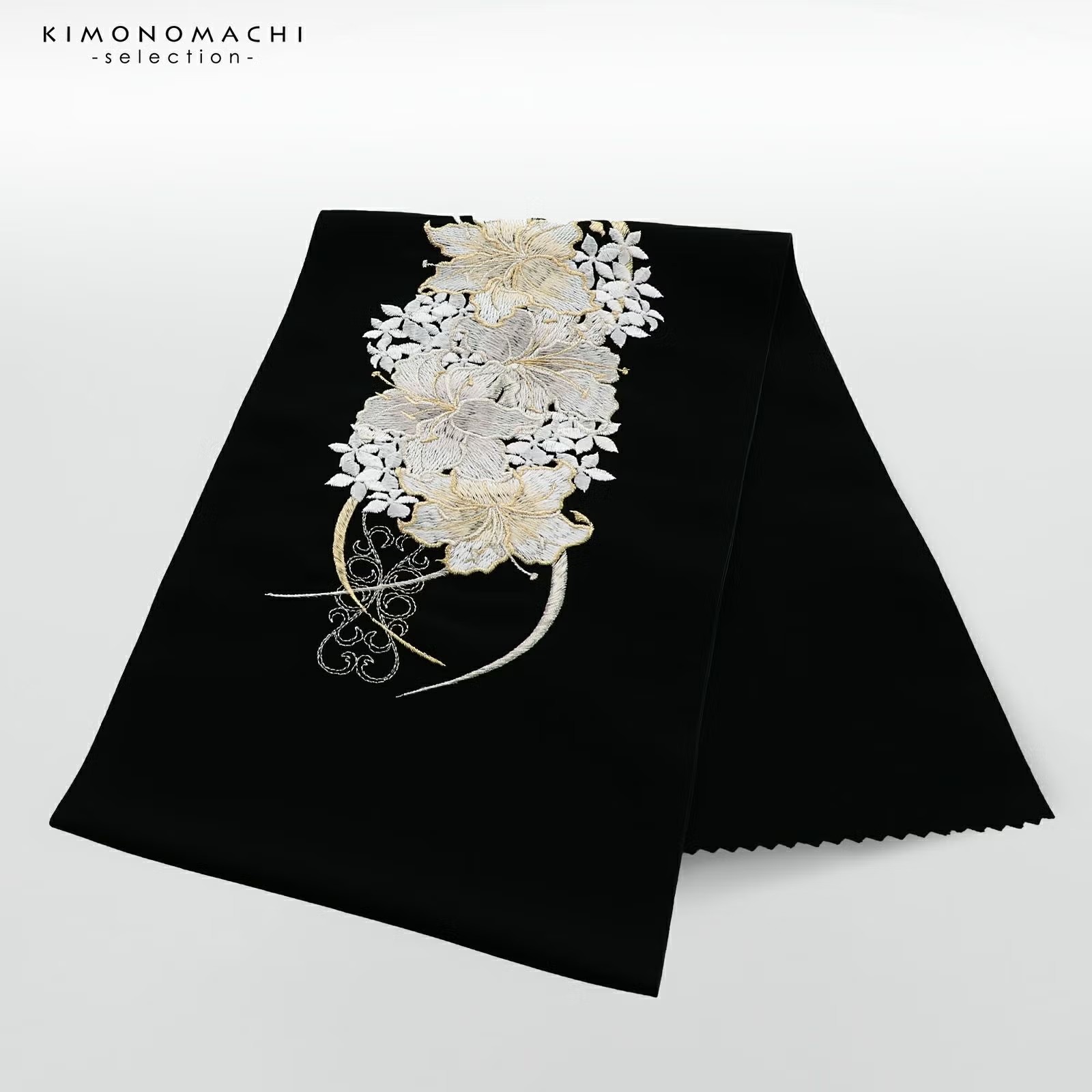 半衿 刺繍半衿 単品 silelly シルエリー「リリー ブラック」日本製