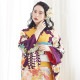 成人式振袖レンタル オレンジ×紫 松竹梅桜藤に鶴(絹)