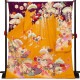 成人式振袖レンタル オレンジ×紫 松竹梅桜藤に鶴(絹)