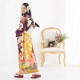 成人式振袖レンタル オレンジ×紫 松竹梅桜藤に鶴(絹)