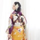成人式振袖レンタル オレンジ×紫 松竹梅桜藤に鶴(絹)