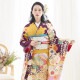 成人式振袖レンタル オレンジ×紫 松竹梅桜藤に鶴(絹)