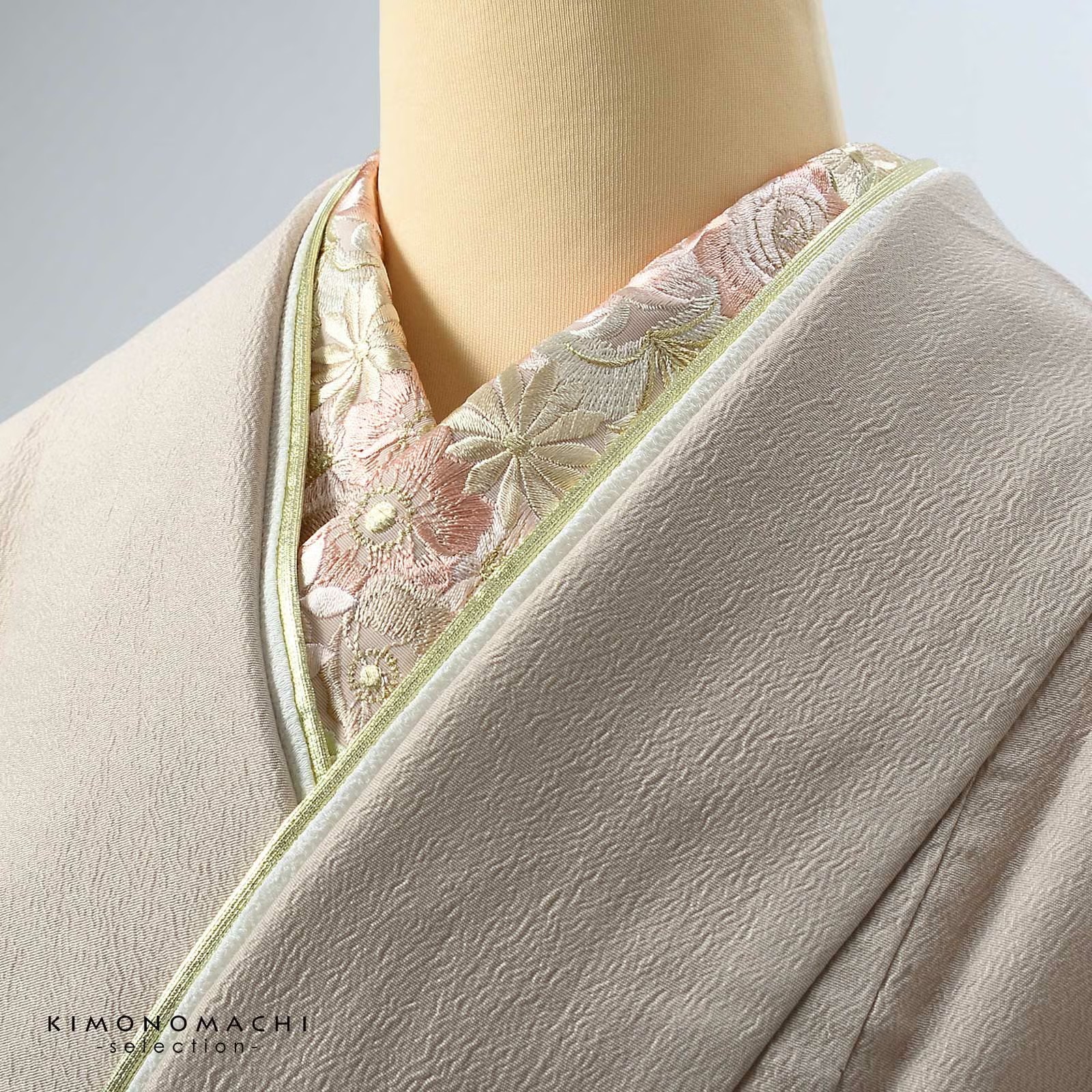 半衿 刺繍半衿 単品 silelly シルエリー「ローズ ミスティピンク」日本製