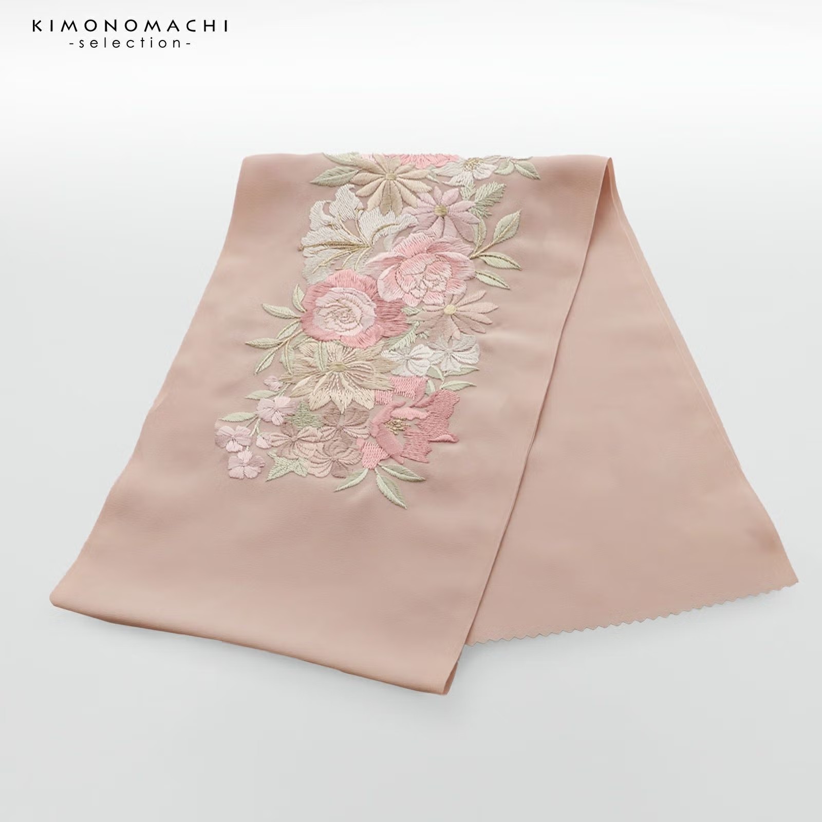 半衿 刺繍半衿 単品 silelly シルエリー「ローズ ミスティピンク」日本製