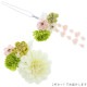 振袖髪飾り2点セット「グリーン系のお花、つまみのお花」つまみ細工かんざし