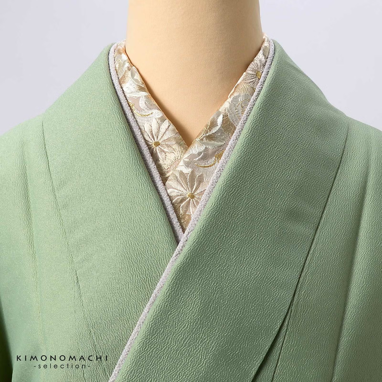 半衿 刺繍半衿 単品 silelly シルエリー「ローズ ベージュ」日本製