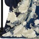 紺　牡丹に熨斗（【振袖・袋帯・長襦袢のセット商品】）