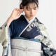 紺　牡丹に熨斗（【振袖・袋帯・長襦袢のセット商品】）