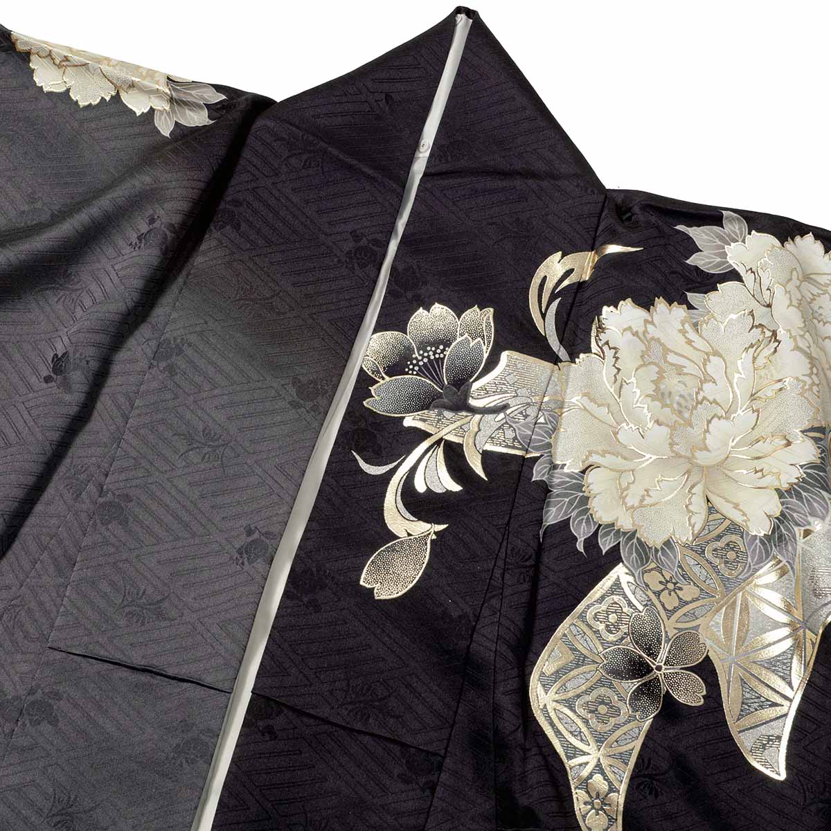 グレー　牡丹に熨斗（【振袖・袋帯・長襦袢のセット商品】）