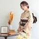 ジャパンスタイル　ライトアプリコット　菊に桜（【振袖・袋帯・長襦袢のセット商品】）