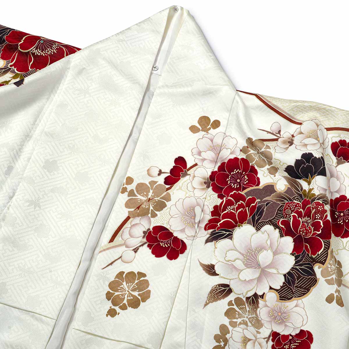 SACRA 白　牡丹に桜　雪輪（【振袖・袋帯・長襦袢のセット商品です】）