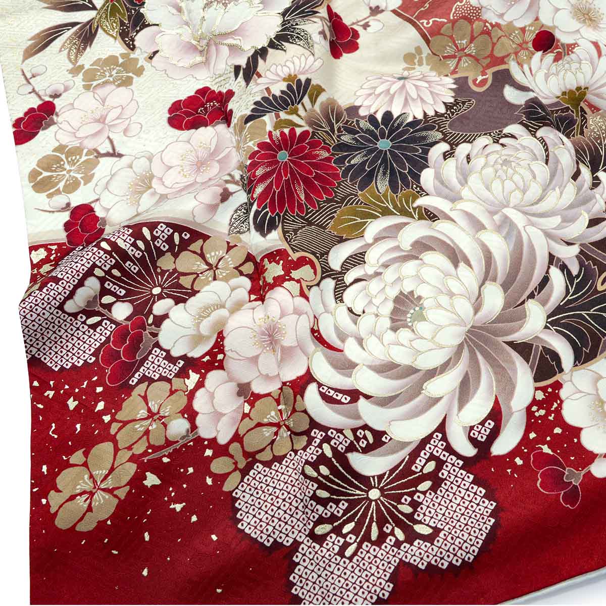 SACRA 白　牡丹に桜　雪輪（【振袖・袋帯・長襦袢のセット商品です】）