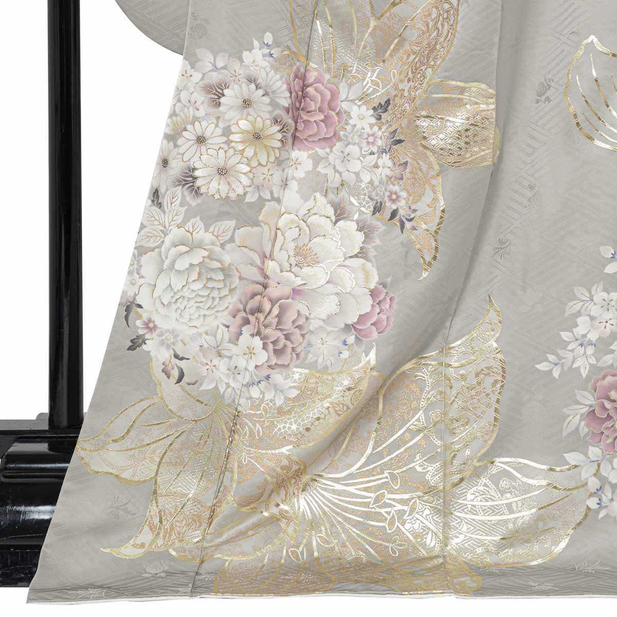 SIA グレー　百合に花丸文（【振袖・袋帯・長襦袢のセット商品です】）