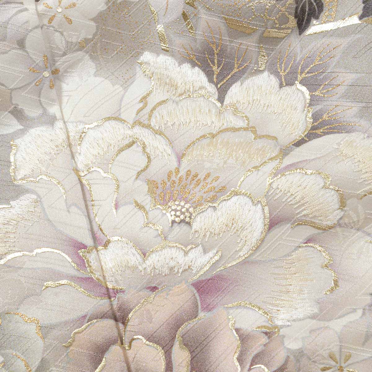 SIA グレー　百合に花丸文（【振袖・袋帯・長襦袢のセット商品です】）
