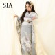 SIA グレー　百合に花丸文（【振袖・袋帯・長襦袢のセット商品です】）