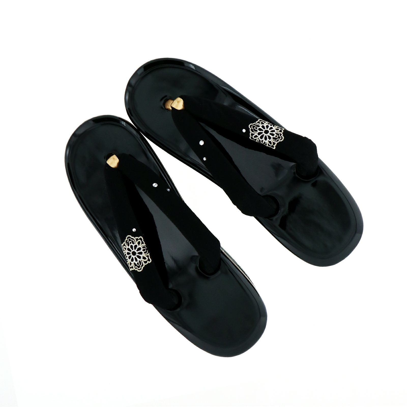 草履 成人式 レディース 振袖用草履 「百華レース刺繍 黒」 Fサイズ(M