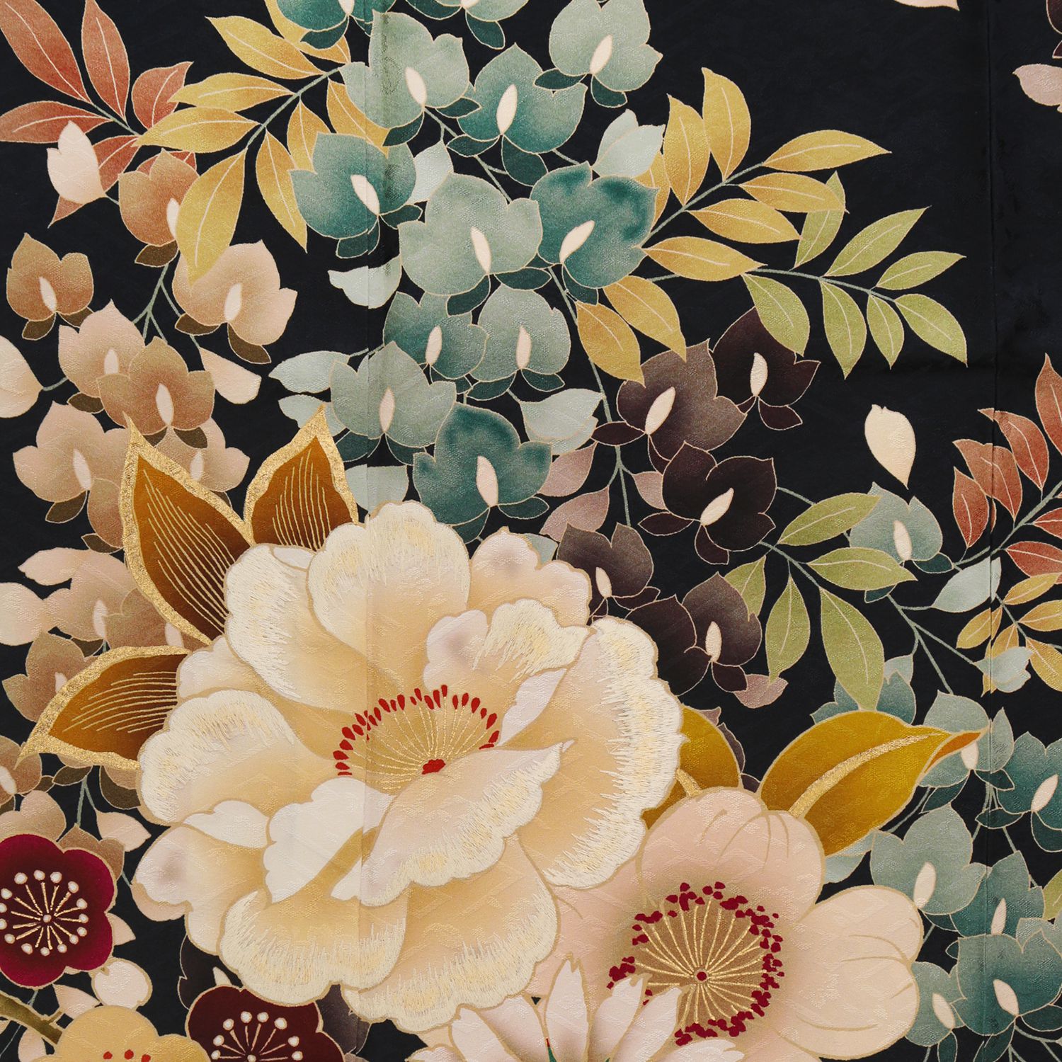 藤の花　蝶　黒地　錦糸　振袖帯　袋帯　着物　115a p 藤の花 蝶 黒地 錦糸 振袖帯 袋帯 着物 115a p