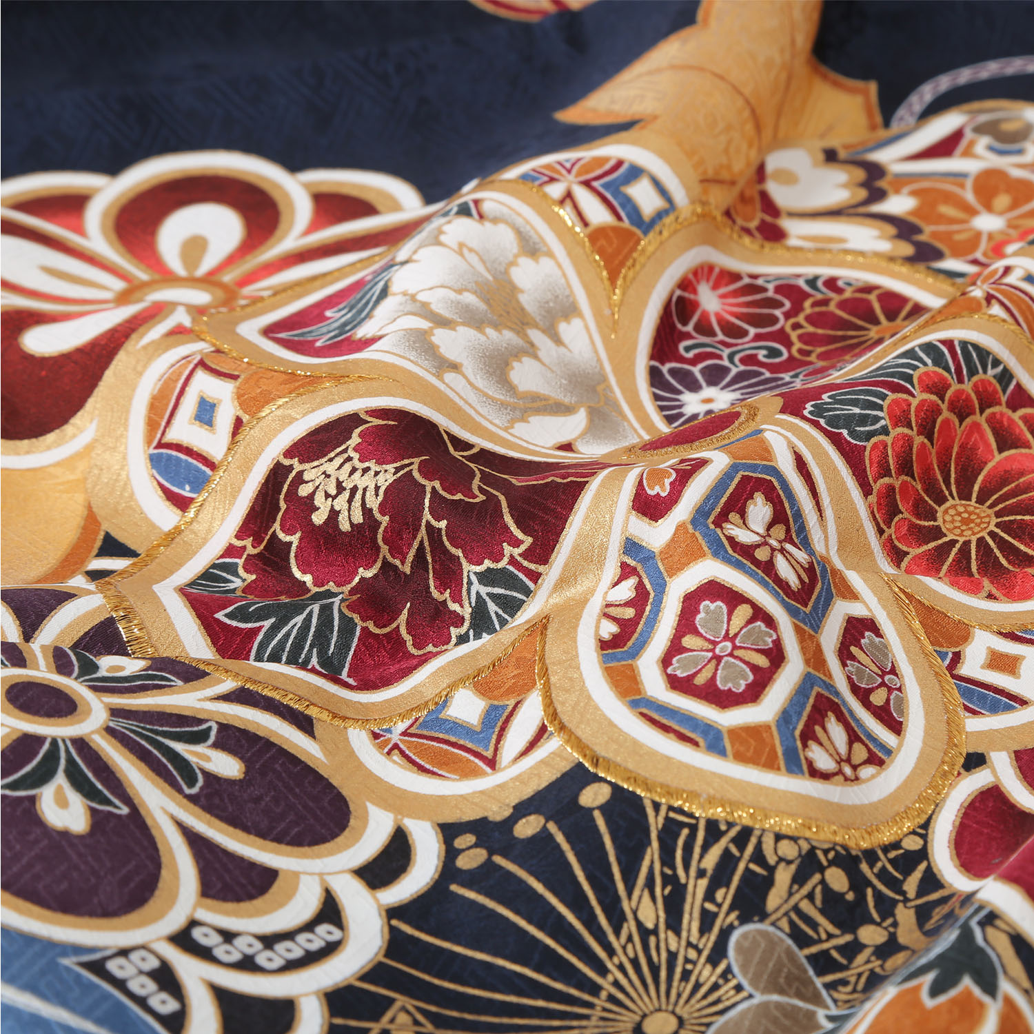 京友禅　振袖　袋帯　帯揚げ　帯締め　長襦袢　青 京友禅 振袖 袋帯 帯揚げ 帯締め 長襦袢 青 京友禅 振袖 袋帯