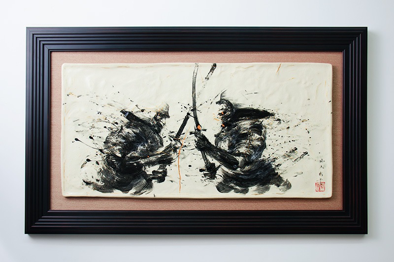 直筆陶墨画「Spark to peace ～火花～」 | 墨絵・陶墨画