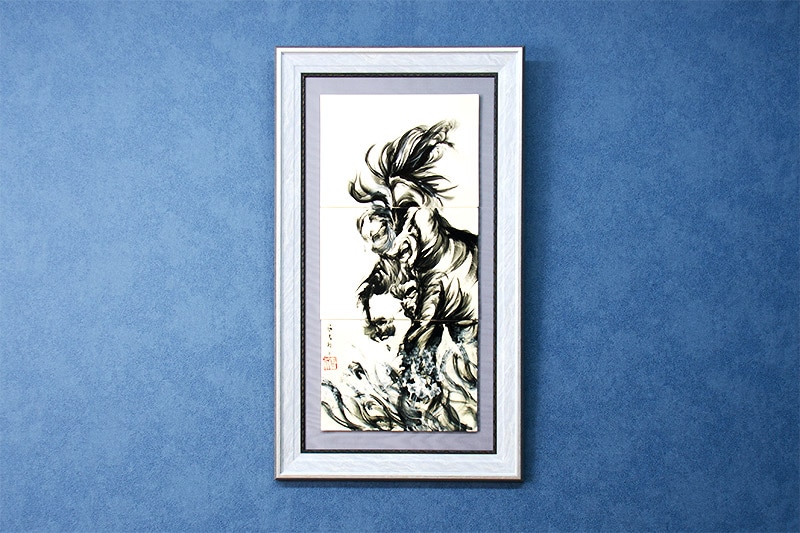 直筆陶墨画「鋼騎火往（こうきかおう）」 | 墨絵・陶墨画