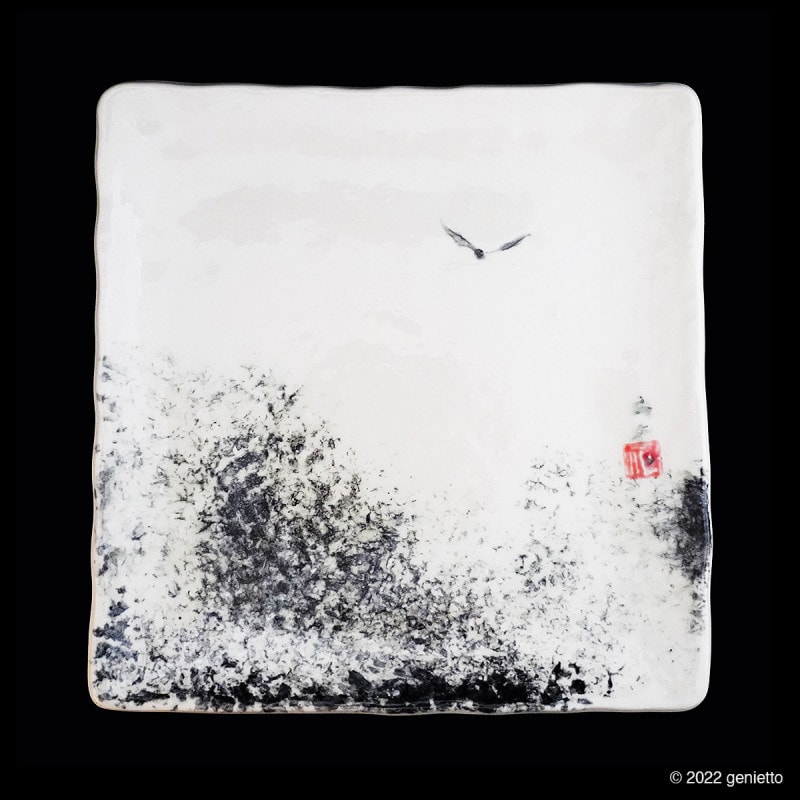 陶墨皿「躍」 №0013