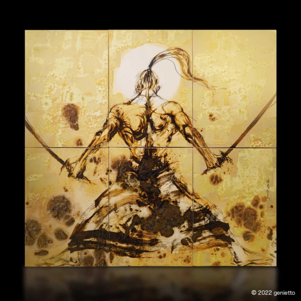 直筆陶墨画「克己不撓」 | 墨絵・陶墨画アーティスト 西元祐貴
