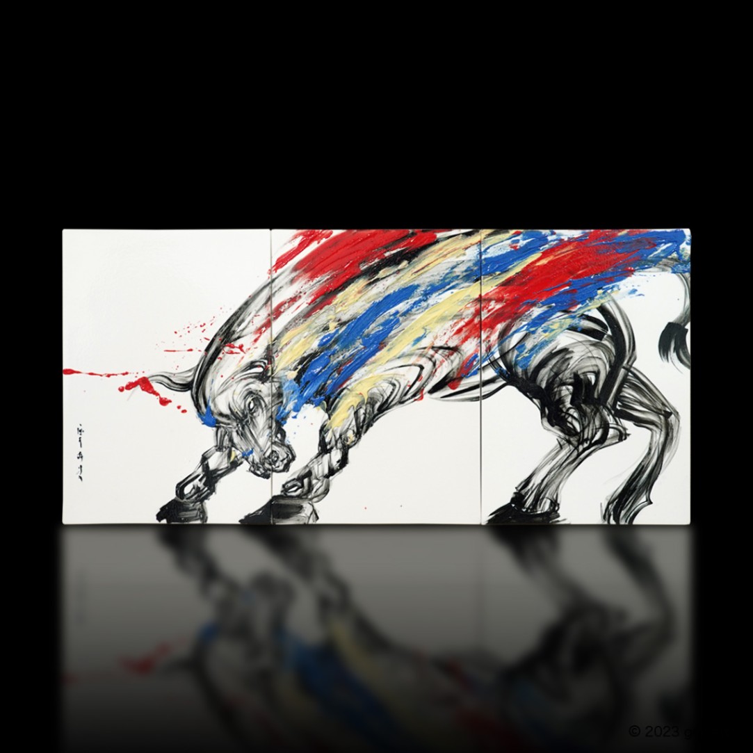 直筆陶墨画「剛気充溢」 | 墨絵・陶墨画アーティスト 西元祐貴 Yu-ki