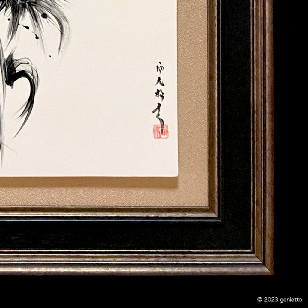 直筆陶墨画「把玉花神」 | 墨絵・陶墨画アーティスト 西元祐貴 Yu-ki