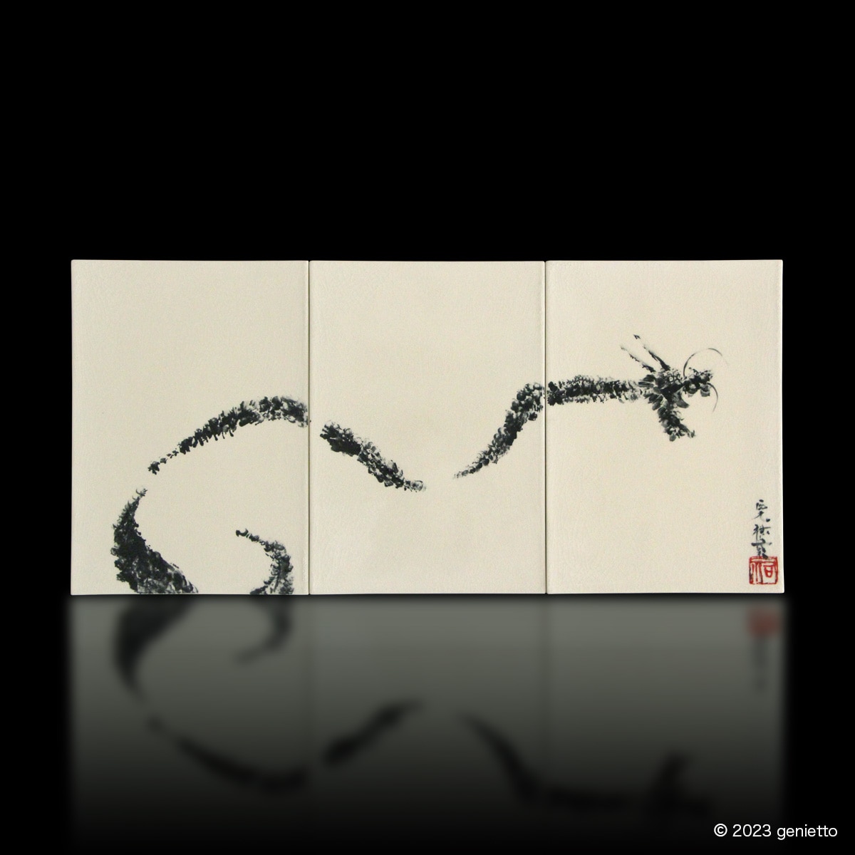 直筆陶墨画「中庸汪々」 | 墨絵・陶墨画アーティスト 西元祐貴
