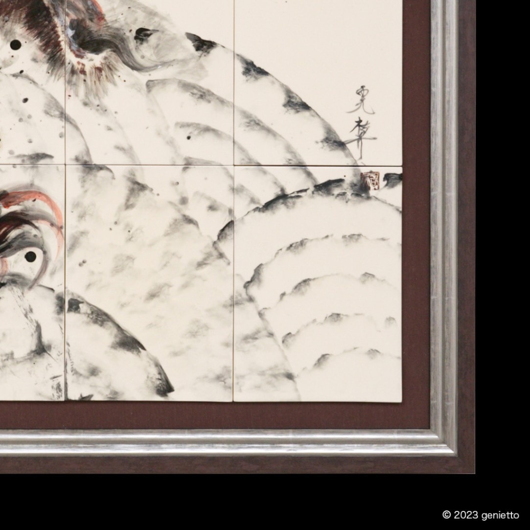 直筆陶墨画「緋焰呑乾」 | 墨絵・陶墨画アーティスト 西元祐貴 Yu-ki