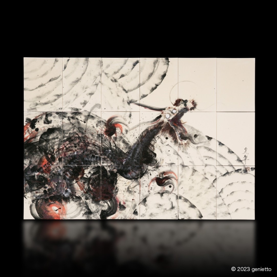 直筆陶墨画「緋焰呑乾」 | 墨絵・陶墨画アーティスト 西元祐貴 Yu-ki